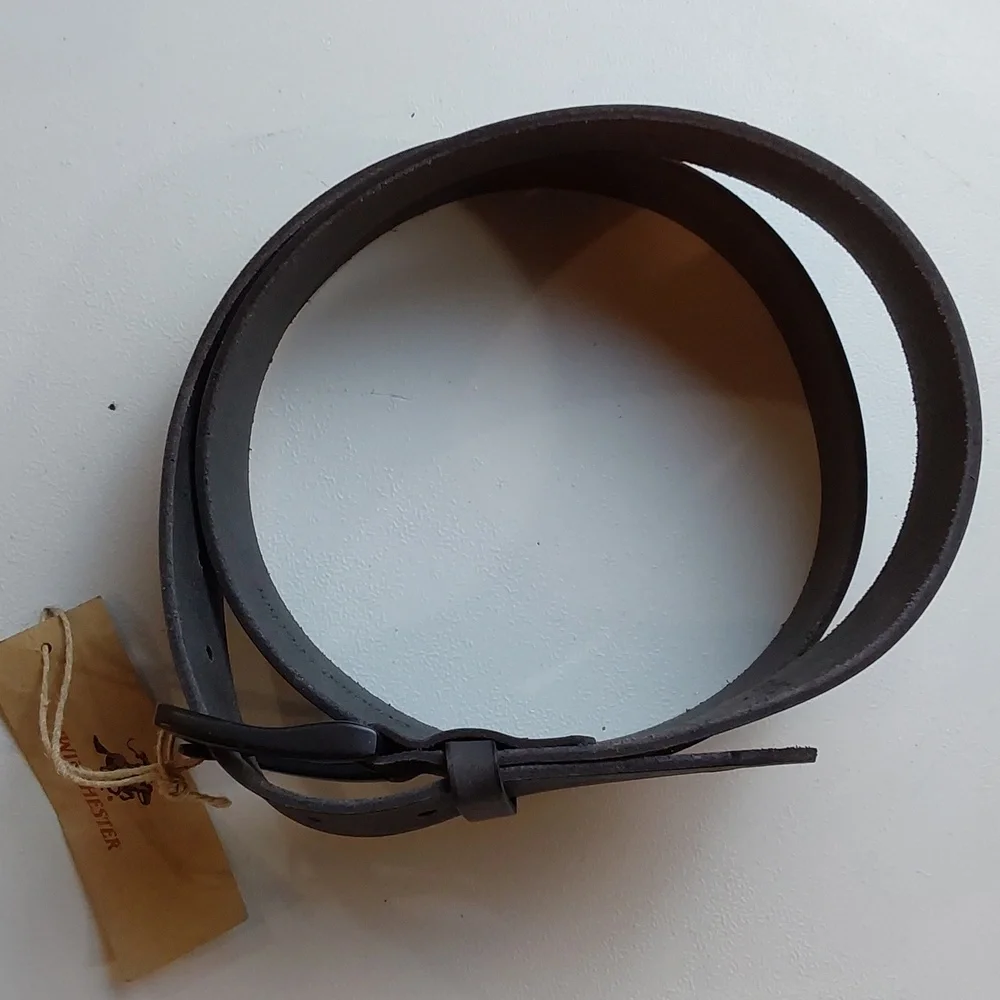 Winchester|Men's Matte Black Premium Full Grain Leather Belt Flat Black Sz.38/40